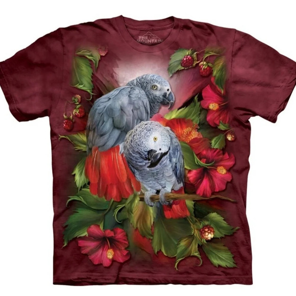 The Mountain Parrot 🦜 T-shirt Red dyed Unisex Medium Graphic Bird print - Picture 6 of 6